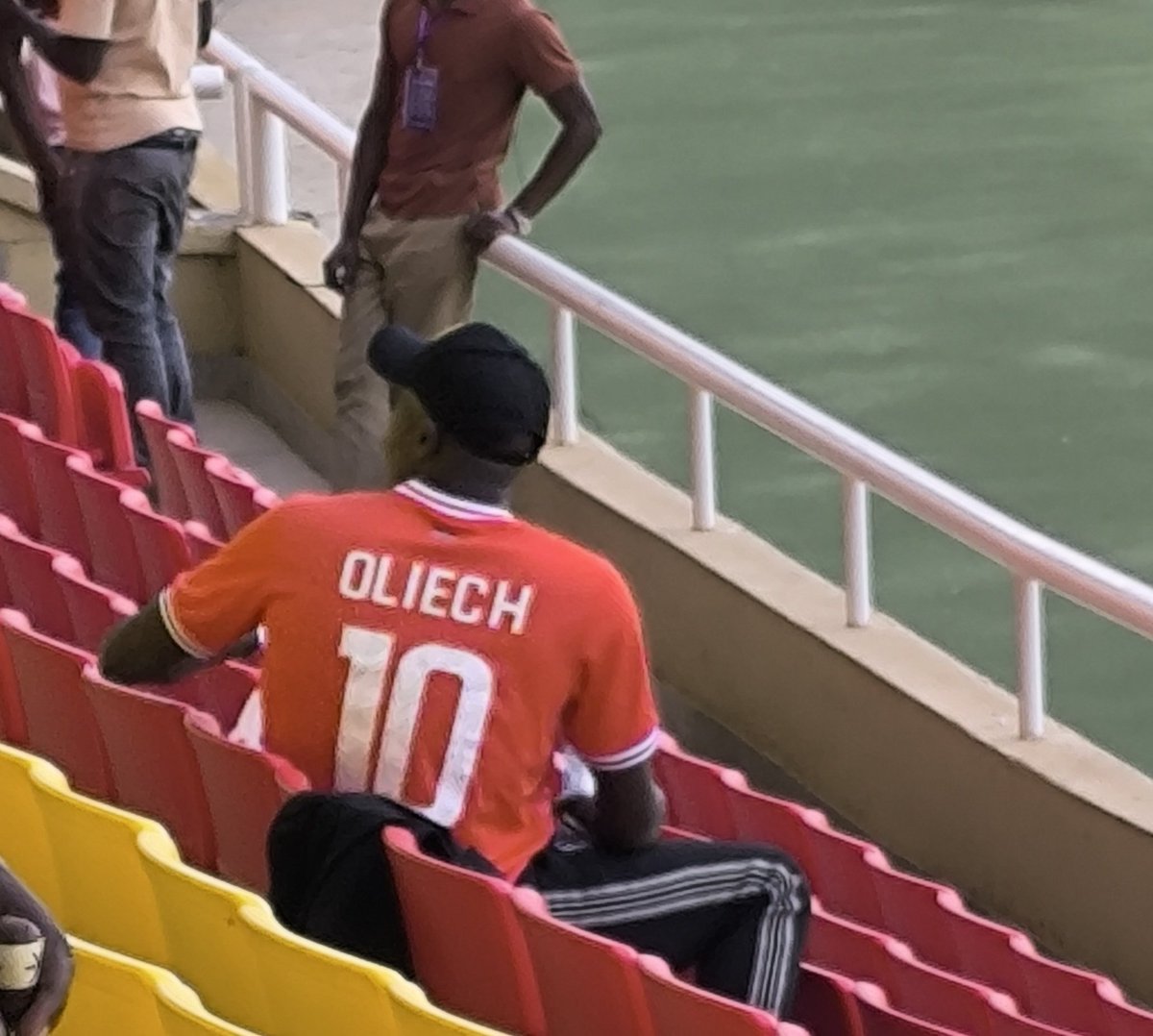 PetaTabu's tweet photo. Look who's here to cheer on the @Harambee__Stars, the Legend Denis "The Menace" Oliech.
Still goalless at the break.
#AFCON2025Q #KENCAM. https://t.co/7IDvmZQ25N