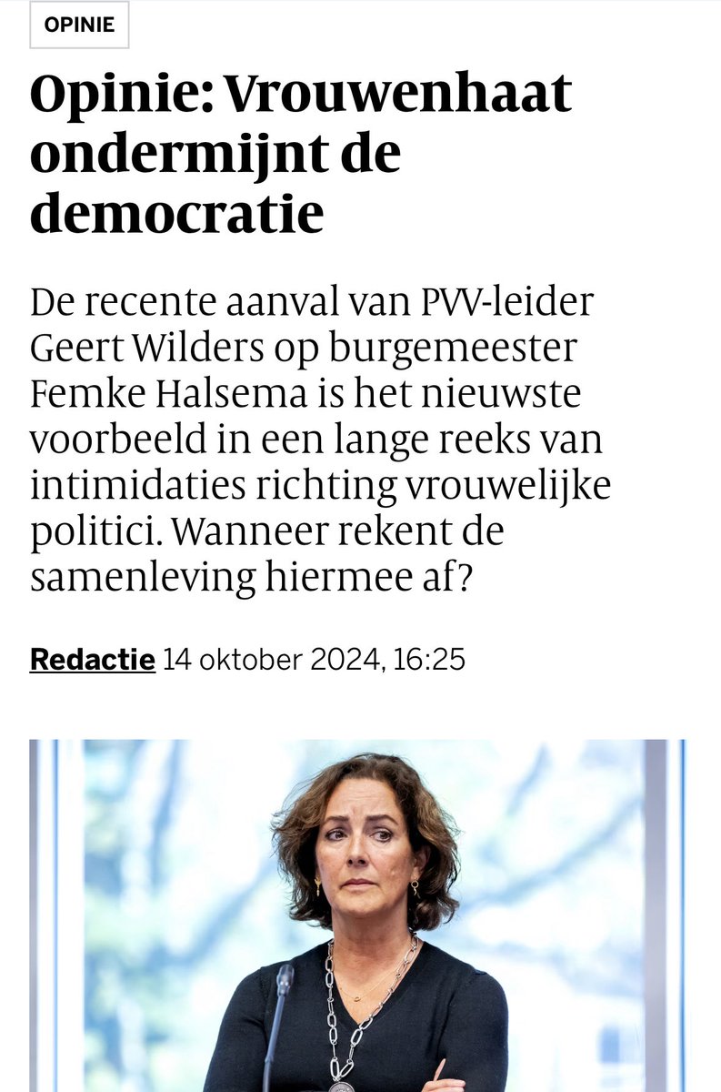 “Om de democratie te beschermen moet er een einde komen aan de normalisatie van haat en intimidatie. Regering, politieke partijen, politici, politie, OM; waarborg de veiligheid van vrouwelijke politici en politieke ambtsdragers. Zorg dat vrouwen niet monddood worden gemaakt.”