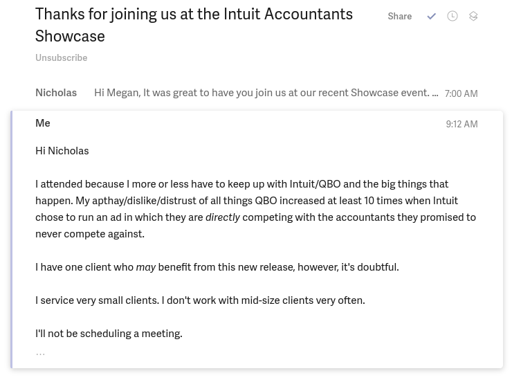 The email I sent to Intuit this morning. #TaxThreads
