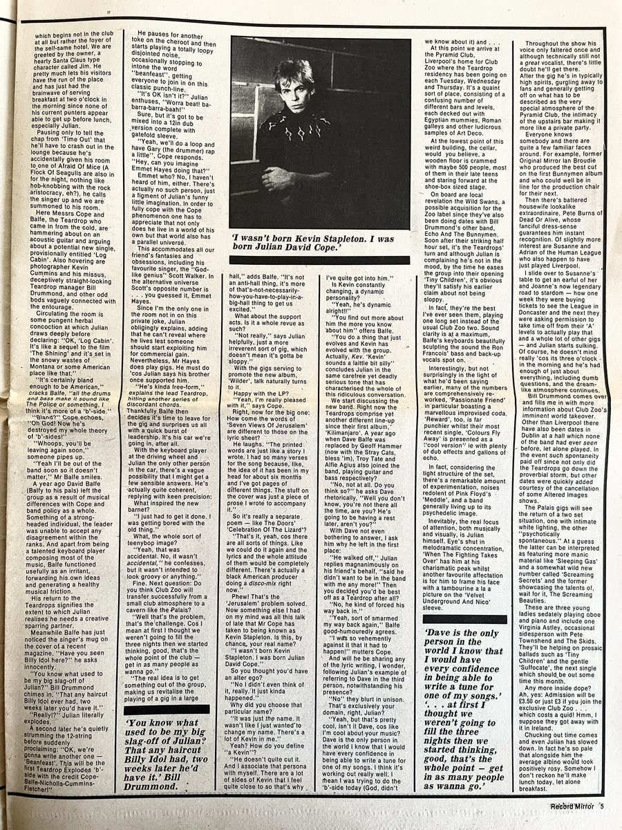 NME 1980s (@nme1980s) on Twitter photo The Teardrop Explodes, interviewed by Mike Nicholls.
Photos by Kevin Cummins.
Record Mirror, 2 January 1982.
<a href="/KCMANC/">Kevin Cummins</a>
<a href="/Dave_Balfe/">David Balfe</a> The Teardrop Explodes, interviewed by Mike Nicholls.
Photos by Kevin Cummins.
Record Mirror, 2 January 1982.
<a href="/KCMANC/">Kevin Cummins</a>
<a href="/Dave_Balfe/">David Balfe</a>