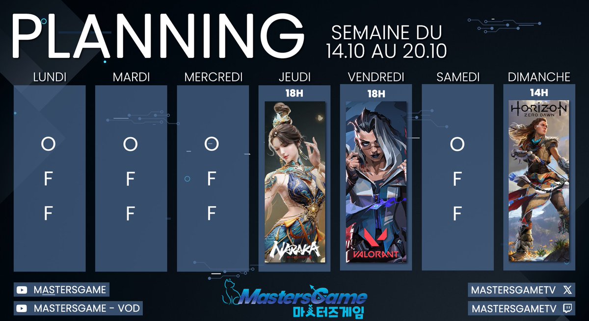 MastersGameTV's tweet image. 🗓️ PLANNING 🗓️

Wow, un planning le lundi 🫣