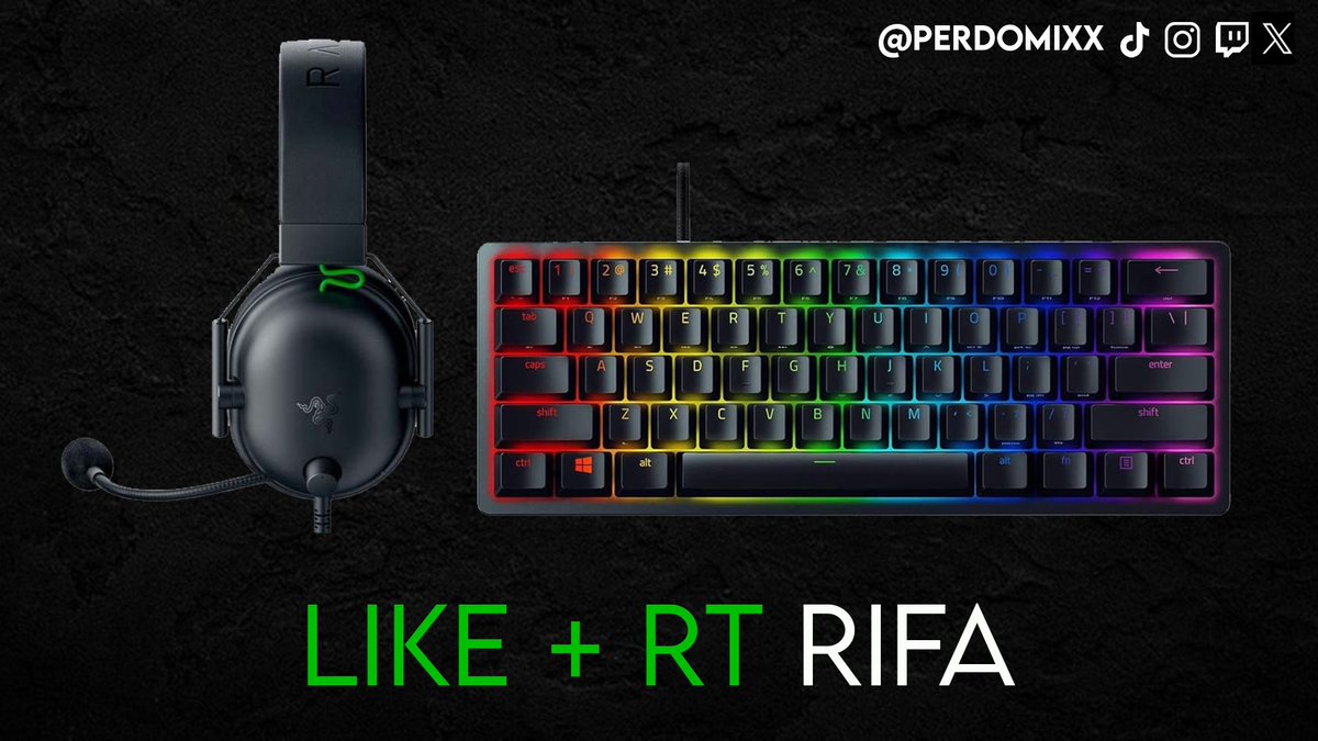 ¡RIFA RAZER INTERNACIONAL!
-Sígueme en X e Instagram
-Dale Like
-Etiqueta a 2 amigos en los comentarios para entrar en la RIFA
-Dale RT
💬Escríbeme un DM con la palabra "Razer" y te daré detalles de la RIFA.
PD: Si eres suscriptor en Twitch, tienes más chances de ganar
Suerte🍀