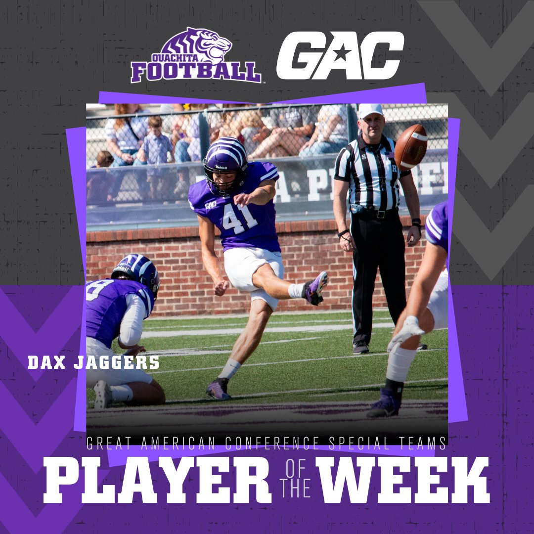 Dax Jaggers has been rewarded for his record-breaking 60-yard field goal and 10 total points in Saturday's win over ECU!

bit.ly/3BLDiY7 | #D2FB | #theGAC | #FinishEmpty | #BringYourRoar🐅