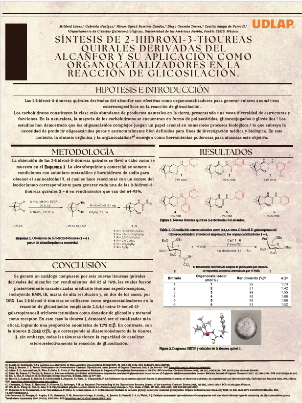 1000dredLopez's tweet photo. Hi @LatinXChem presenting our work SÍNTESIS DE 2-HIDROXI-3-TIOUREASQUIRALES DERIVADAS DEL ALCANFOR Y SU APLICACIÓN COMO ORGANOCATALIZADORES EN LA REACCIÓN DE GLICOSILACIÓN. #LatinXChemOrg #Org025 #LatinXChem24 https://t.co/zXKxSSaqs2