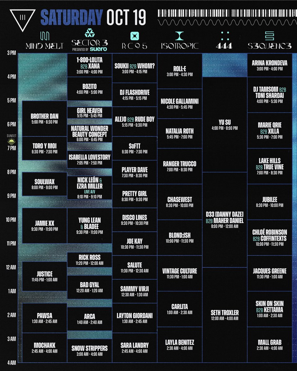 iiiPoints's tweet image. set times for iii points year 11. let’s do this miami 🔥