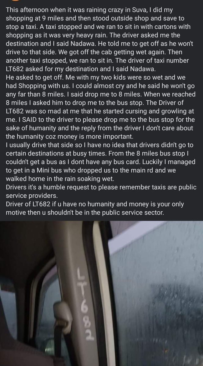 If u have any complaints regarding these taxi drivers, now is the time to bring them to light. Please send your complaints to vijaynarayan@fm96.com.fj🙏