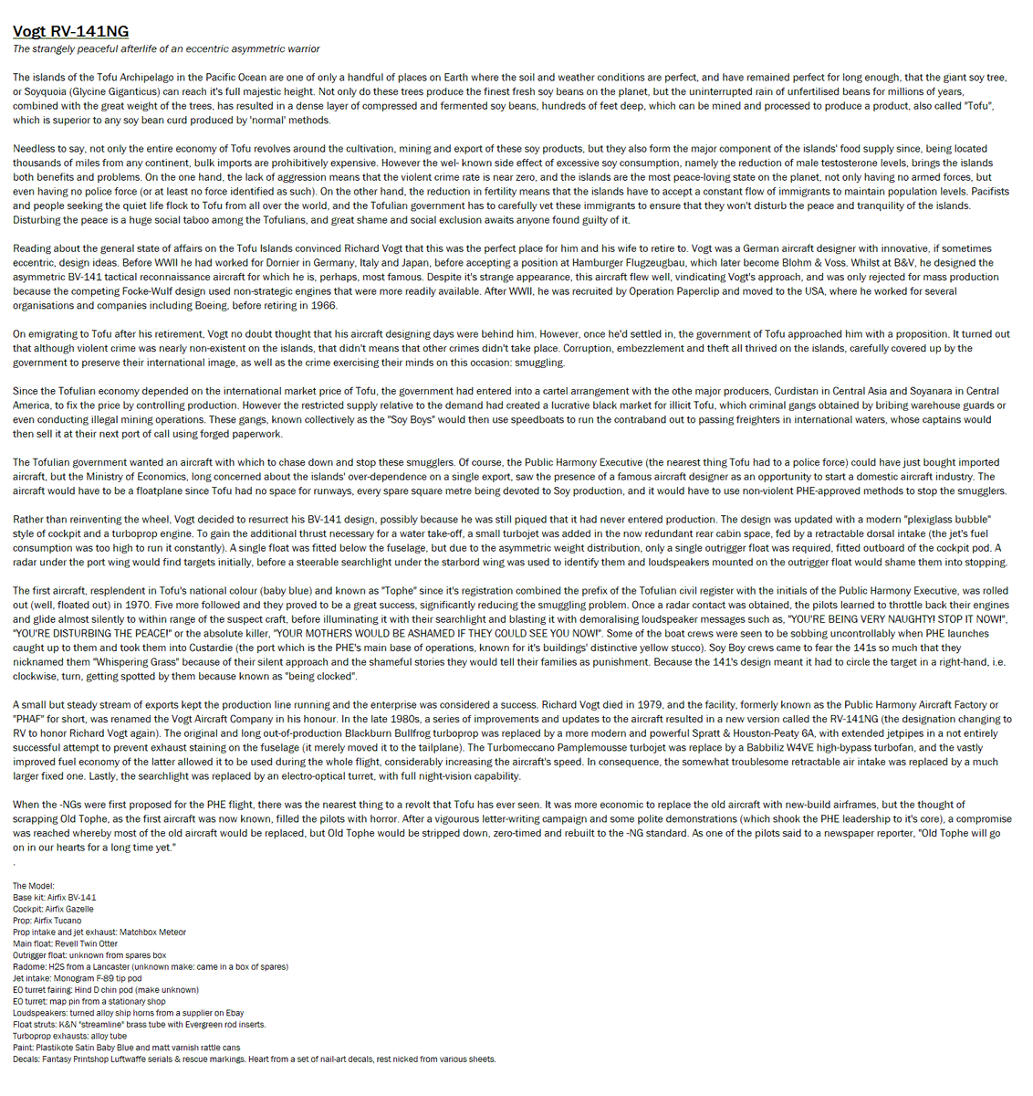 hws5mp's tweet image. Vogt RV-141NG

Done for an in-memoriam build for two of our late members, one of whom was a pacifist who liked asymmetric aircraft &amp;amp; one of whom liked turboprop conversions &amp;amp; floatplanes.

@Hush_Kit @AviationMarlene @clark_aviation 
#scalemodelling #modelmaking #WHATIF