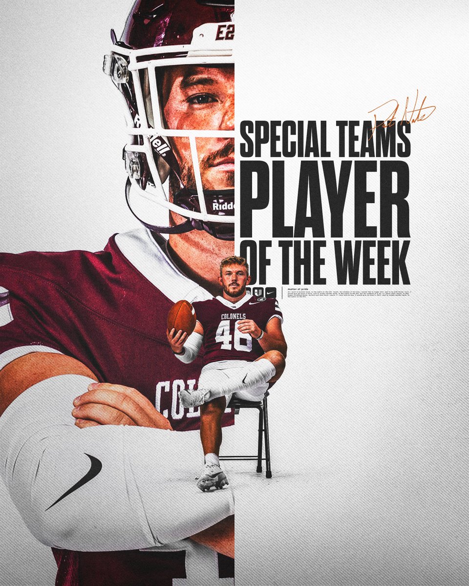 EKUFootball's tweet photo. Congratulations to kicker, @pat_nations on being named...

𝐔𝐀𝐂 𝐒𝐩𝐞𝐜𝐢𝐚𝐥 𝐓𝐞𝐚𝐦𝐬 𝐏𝐥𝐚𝐲𝐞𝐫 𝐨𝐟 𝐭𝐡𝐞 𝐖𝐞𝐞𝐤!

Full Story 📰: https://t.co/VNptTdcOIv

#E2W | #MatterOfPride https://t.co/OUmHcCns9I