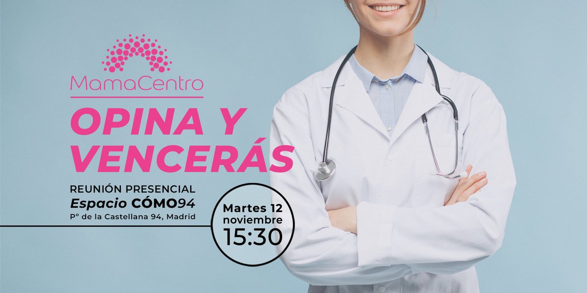 MamaCentro's tweet photo. 🟣SAVE THE DATE🟣

Opina y vencerás, un encuentro en el que pretendemos fomentar más que nunca el intercambio de puntos de vista y la participación de los asistentes.

Martes 12 de noviembre en Espacio Cómo94, P° de la Castellana 94 (Madrid) a partir de las 15:30

Os esperamos! https://t.co/B7SukvVxPL