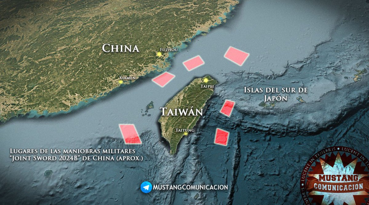 📢#Renace  🇨🇳#China #14Oct China dio por finalizada la nueva oleada de maniobras militares alrededor de Taiwán, en las que simuló este #14Octubre el bloqueo y toma de control de puertos y áreas clave de la isla.Mapa cortesía Mustang.