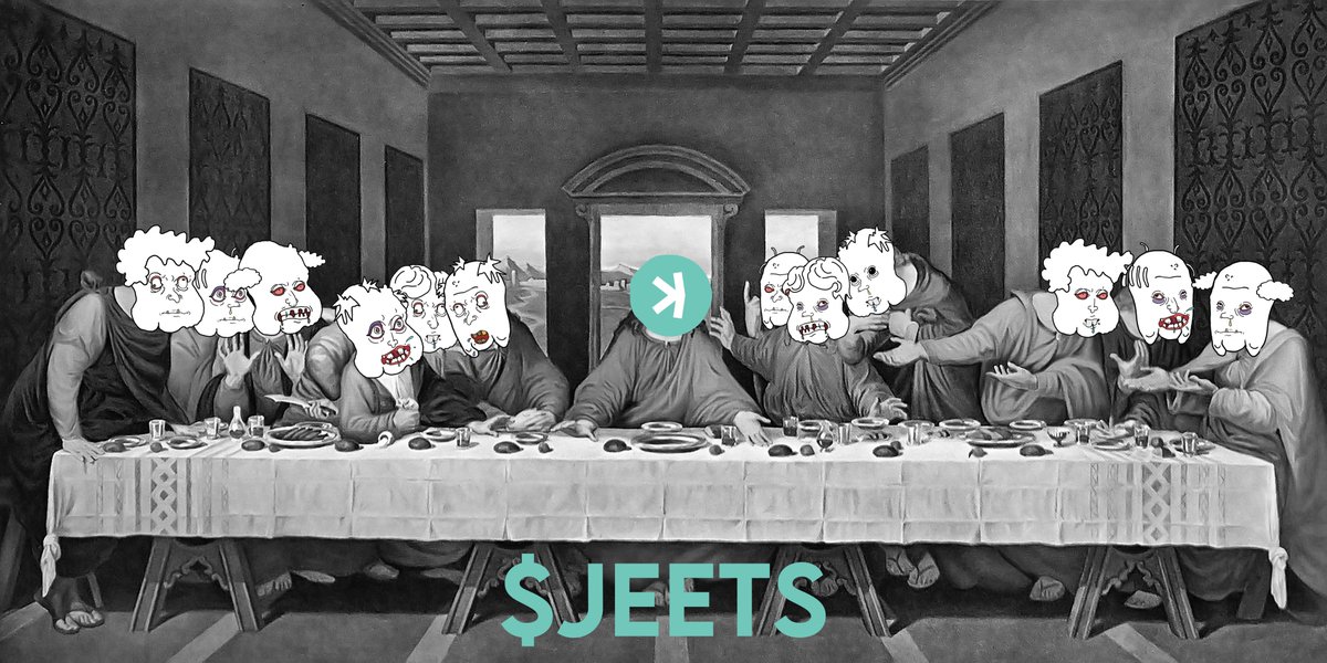 $JEETS dumb distribution starts now.

We will airdrop a random amount of tokens for a maximum of 100 unlucky degens after 48 hours.

You need to:
🤡 Follow <a href="/kaspajeets/">JEETS𐤊</a>
🤡 Repost
🤡 Replay with your wallet

JEETS is a real Kaspa meme. No utility, no promises, NO CHANCES.