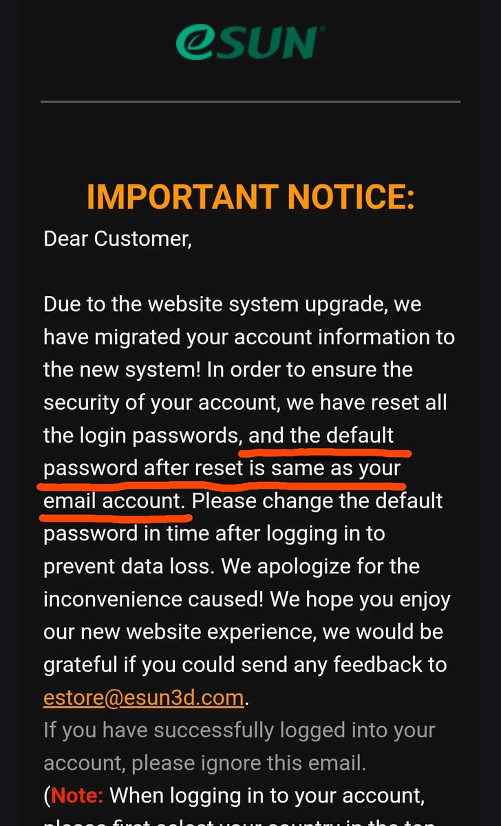 Can someone verify this is true?  <a href="/esun3dfilament/">eSUN 3D Printing</a> ?

If it is, I would strongly suggest everyone quickly changes their password if you have an esun accound!