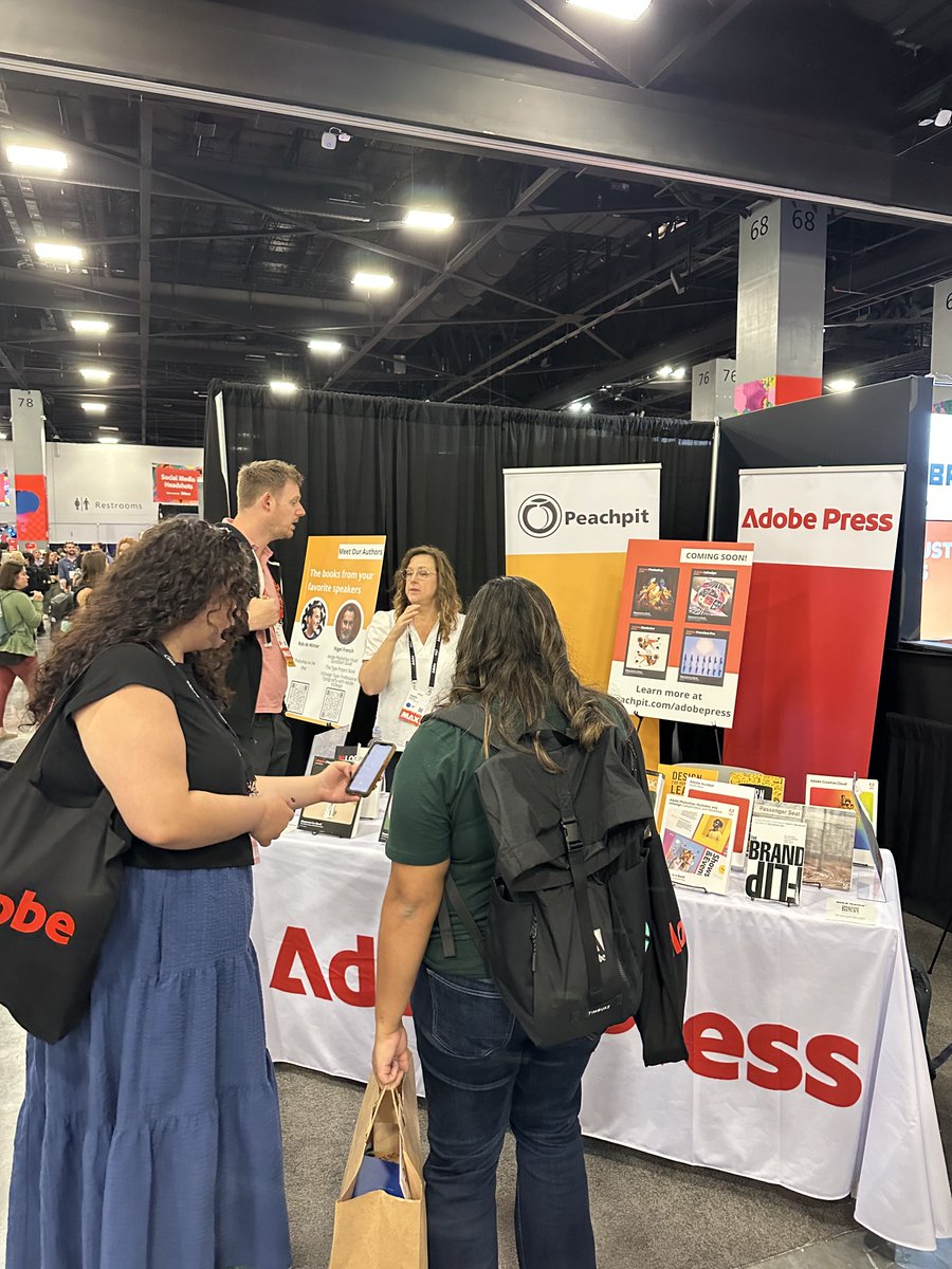 We’re live at #AdobeMAX representing Adobe Press! Exciting news: <a href="/BartvdWiele/">Bart Van de Wiele</a> stopped by our booth to grab a pic of his book! Swing by booth #566 near the MAX Store to check it out📚 

#AdobePress #CreativeCommunity #MAX2024 <a href="/adobemax/">Adobe MAX</a> <a href="/Adobe/">Adobe</a>