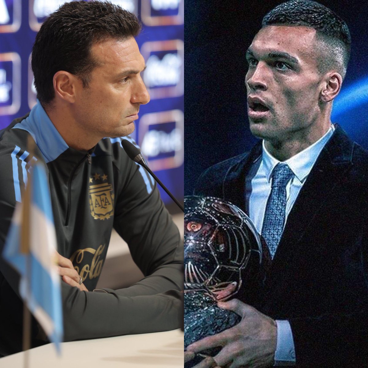 LautaroM22_'s tweet photo. “Lautaro ha hecho un año espectacular. Hizo el gol en la final y fue el goleador de la Copa América. Merece más que nadie el Balón de Oro. Ojalá se le pueda dar."

Lionel Scaloni en conferencia de prensa. https://t.co/9TvW3uFA0N