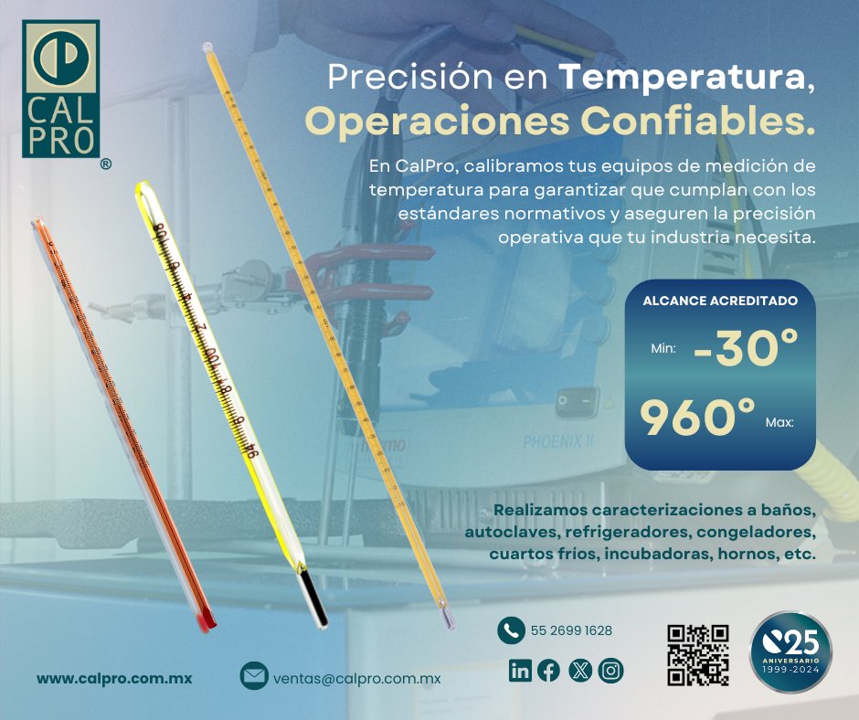calpro_mx's tweet photo. ¿Por qué elegir CalPro?

✅ Cumplimiento con las normativas vigentes
✅ 25 años de experiencia garantizando mediciones confiables

No dejes margen de error en tus procesos. Confía en CalPro para mantener tus sistemas de temperatura calibrados y en conformidad. https://t.co/xgRhm77GPm