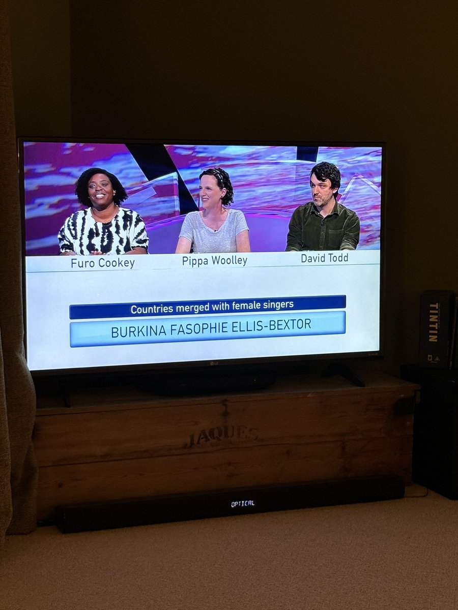 Tintin_Running's tweet photo. @SophieEB You know you’ve hit superstar status when you’re an answer (albeit word smashed) on Only Connect! 🤪🪩 https://t.co/LxGmXa7Agd