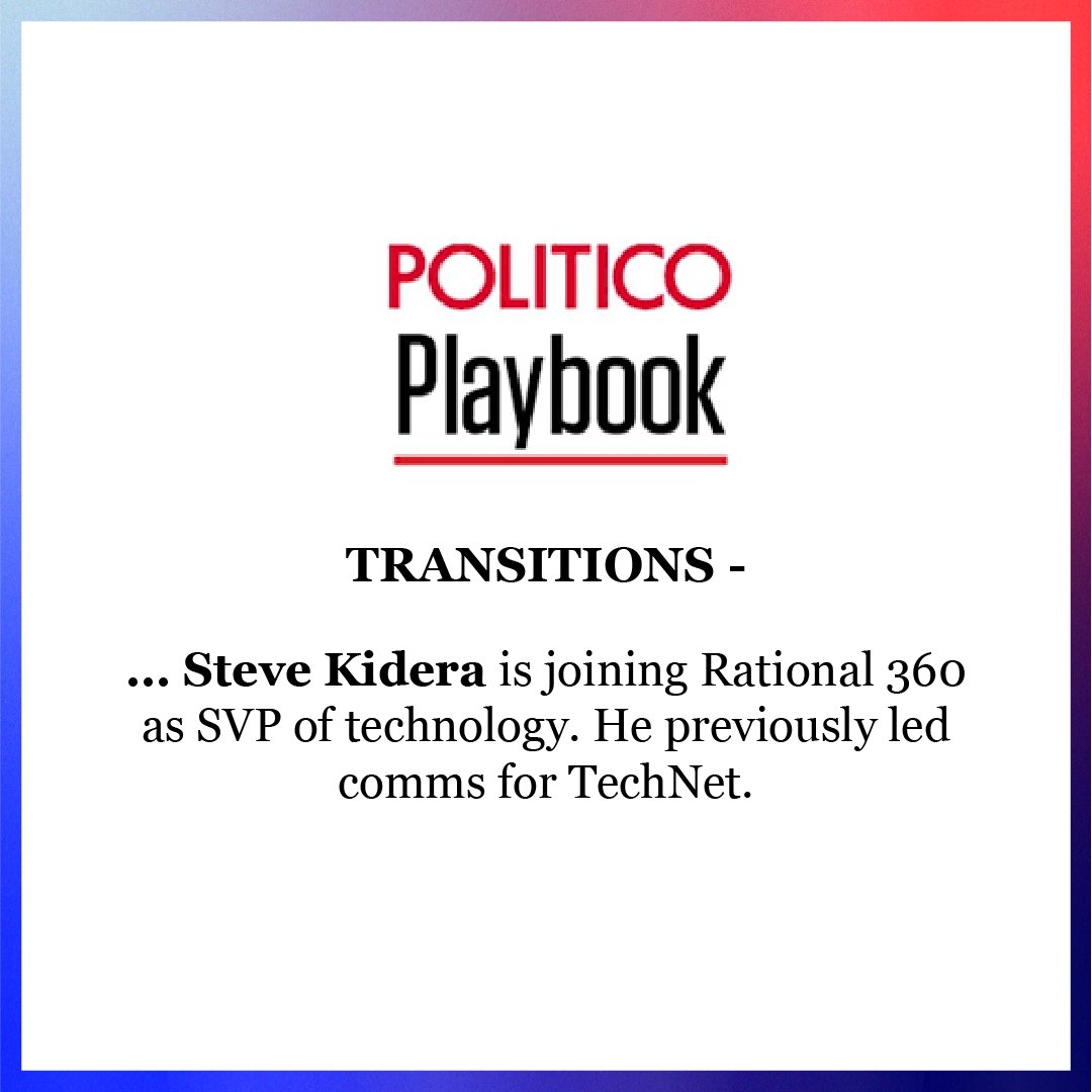 We're thrilled to welcome Steve Kidera as Senior Vice President. As reported in <a href="/politico/">POLITICO</a> <a href="/playbookdc/">POLITICO Playbook</a>, Steve will support the continued growth of our technology practice.