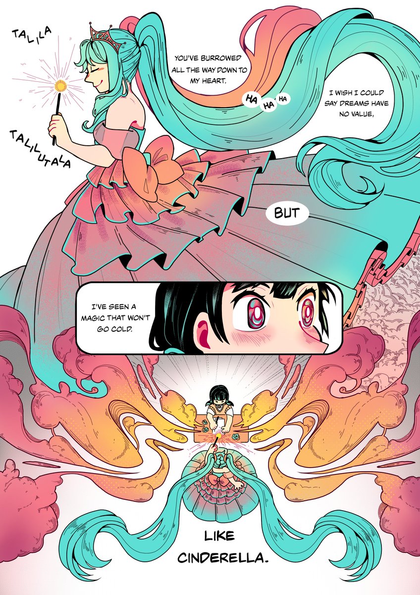 my comic for the <a href="/UponASynthZine/">Once Upon A Synth OUT NOW!!</a> zine!! 
I wanted to visualize the magic of n-buna's magical song Lula 🪄👑✨