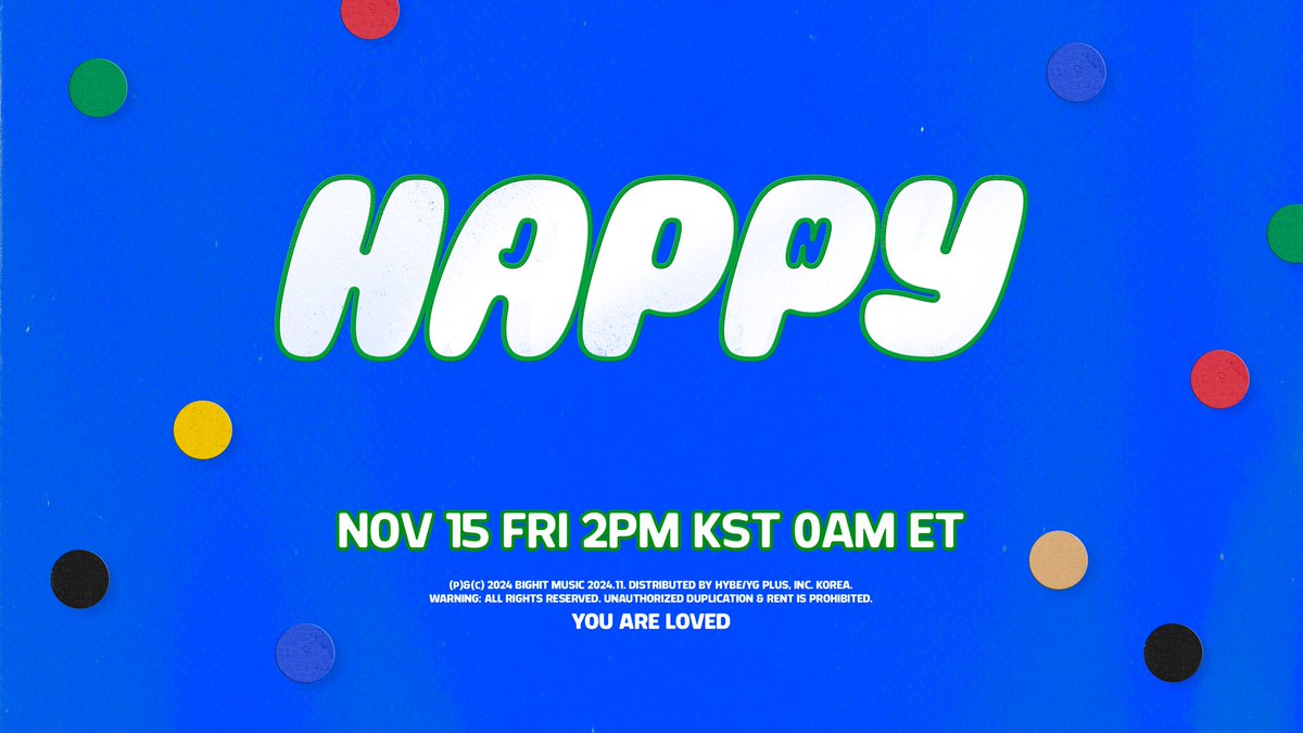 #JIN's debut solo album 'Happy' will be released on November 15.