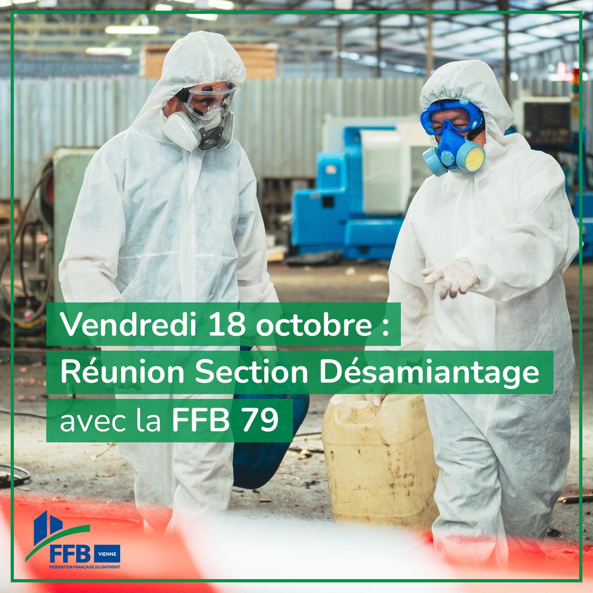 🗓️ ÉVÉNEMENT - Réunion de la section désamiantage !
Ce vendredi 18 octobre, accompagnés de l’équipe <a href="/FFBTP_79/">FFB TP 79</a> , nous vous donnons rendez-vous pour une réunion dédiée à la section désamiantage.

Inscrivez-vous dès maintenant :
🔗 urlr.me/H48Yg