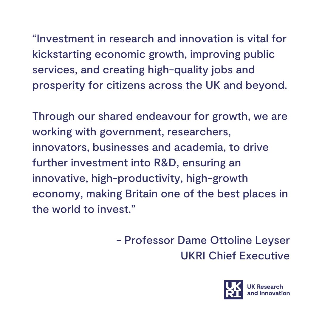 UK Research and Innovation (@ukri_news) on Twitter photo Today the UK hosts the International Investment Summit.
<a href="/UKRI_CEO/">Professor Dame Ottoline Leyser</a>: “Investment in research and innovation is vital for kickstarting economic growth, improving public services, and creating high-quality jobs and prosperity for citizens across the UK and beyond." #UKInvestment Today the UK hosts the International Investment Summit.
<a href="/UKRI_CEO/">Professor Dame Ottoline Leyser</a>: “Investment in research and innovation is vital for kickstarting economic growth, improving public services, and creating high-quality jobs and prosperity for citizens across the UK and beyond." #UKInvestment