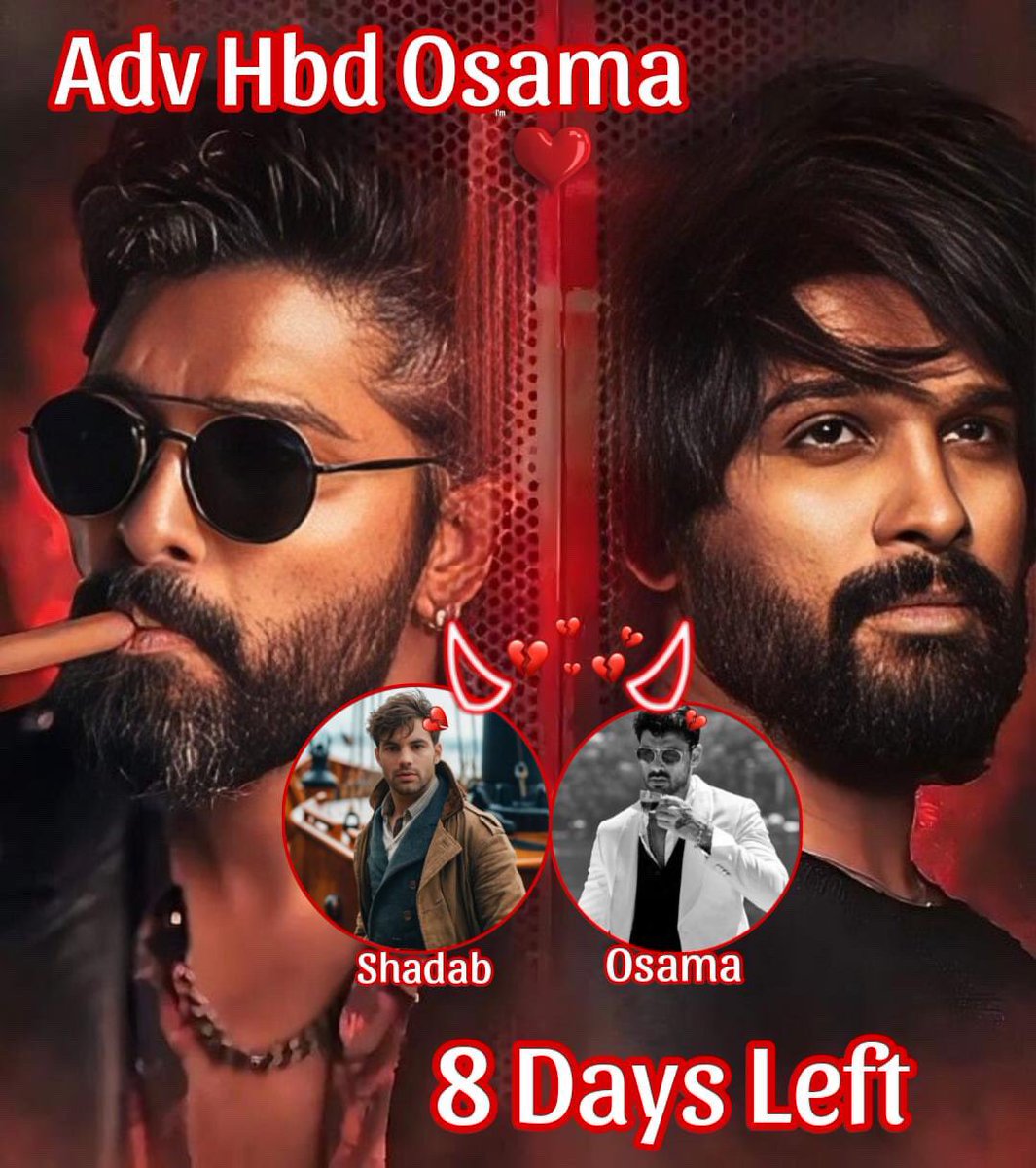 RealShadabEdits's tweet photo. @WasimHuYarr @Lilith_blair31 @AmarsThought @shainachhabra2 @PhuckaKhilaungi @Deeva_87 @paras_srk @Briefdrivers04 @tajinder_295 @itsranjho_07 @moonlight_glin_ @Roshx_Rosalie @imRealDynamo @imrealpathan2 @ShanazK95 💌8 Ḋäÿṡ Ḷëḟẗ Ḟöṛ Öṡäṁä'ṡ Ḅḋäÿ 🤍❤️

🎨 Theme :Red ❤️

The Colour red connected with heart❤️ May our relationship be bound by the bond of heart🤍

Stay Happy bro..You deserve Endless happiness &amp; Success ❤️🤍

🤍Adv HappY Birthday❤️@imRealDynamo @imrealpathan2 https://t.co/oNopoH6zoC