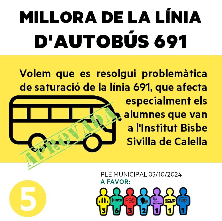 ERCCalella's tweet photo. ✅ Al Ple d’octubre hem aprovat 5 mocions: la construcció de l’Escola L’Horitzó, la protecció dels corbs marins, la reordenació de les places de taxi, la regulació de comiats civils al Far de Calella i la millora del bus 691.
#PleMunicipal #TransformemCalella🦋 https://t.co/LrkbLU9OOq