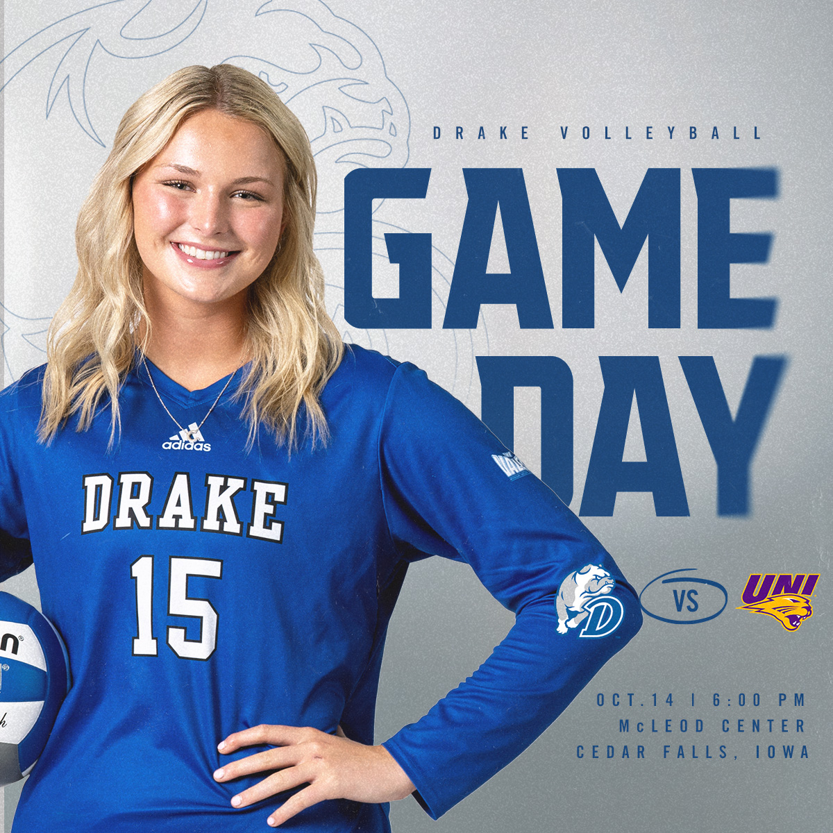 Drake Volleyball (@drakevolleyball) on Twitter photo ๐๐ง๐ญ๐จ ๐ญ๐ก๐ ๐๐๐ง๐ญ๐ก๐๐ซ๐ฌ ๐๐๐ง
๐ <a href="/UNIVolleyball/">UNI Volleyball</a>
โฐ 6 pm
๐๏ธ McLeod Center
๐ Cedar Falls, Iowa
๐บ bit.ly/3UwEF3x
๐ bit.ly/4h4EIgo
#DSMHometownTeam ๐๐ง๐ญ๐จ ๐ญ๐ก๐ ๐๐๐ง๐ญ๐ก๐๐ซ๐ฌ ๐๐๐ง
๐ <a href="/UNIVolleyball/">UNI Volleyball</a>
โฐ 6 pm
๐๏ธ McLeod Center
๐ Cedar Falls, Iowa
๐บ bit.ly/3UwEF3x
๐ bit.ly/4h4EIgo
#DSMHometownTeam