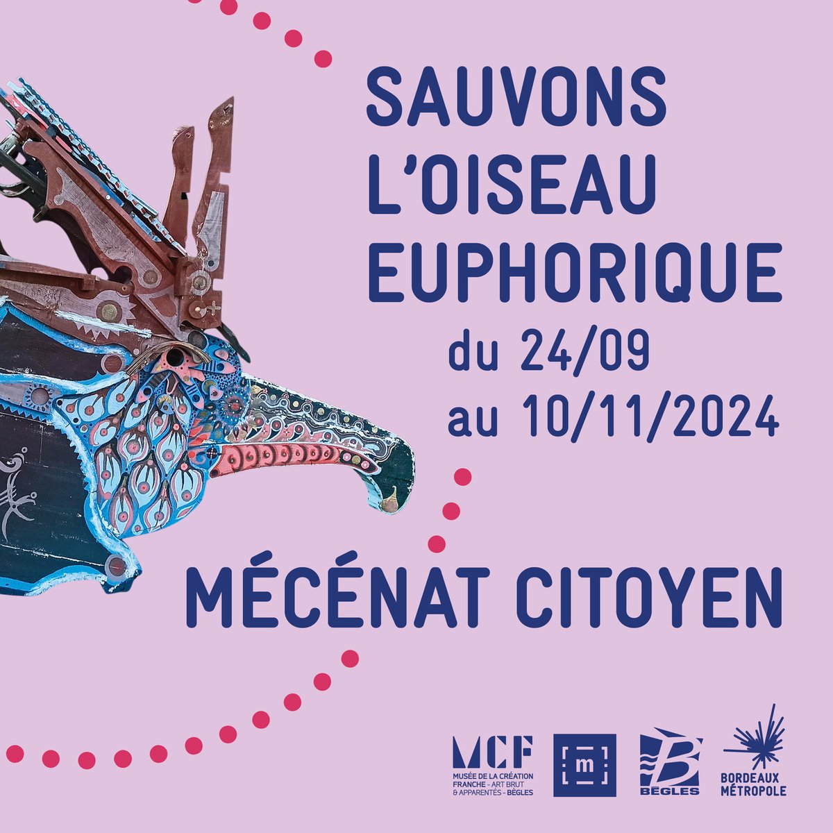 Et si vous faisiez revivre une œuvre d'art de la Métropole ? "L'oiseau euphorique" a besoin de vous pour être restauré avant d'être exposé au Musée de la Création Franche à Bègles. 
bordeaux-metropole.fr/actualites/mec…