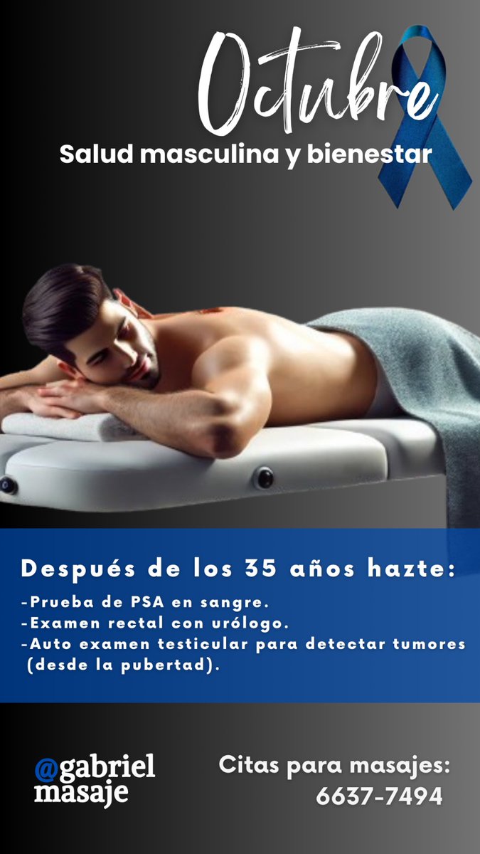 gabrielmasaje's tweet photo. Mes de la prevención del cáncer de próstata y testicular. Si quieres ver el video del auto examen testicular, pídemelo con confianza al DM https://t.co/YsmnSDn0lT