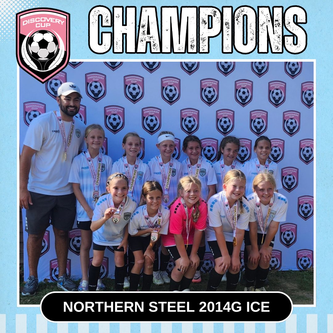 NorthernSteel_'s tweet photo. Shoutout to Northern Steel 2014G Ice for an incredible undefeated run at the Discovery Cup, going 4-0 and clinching the championship with a thrilling 3-2 win in PKs over Steel City! 🏆

#IceStrong #Champions #NorthernSteel #SteelProud https://t.co/r9YMDaeE4y