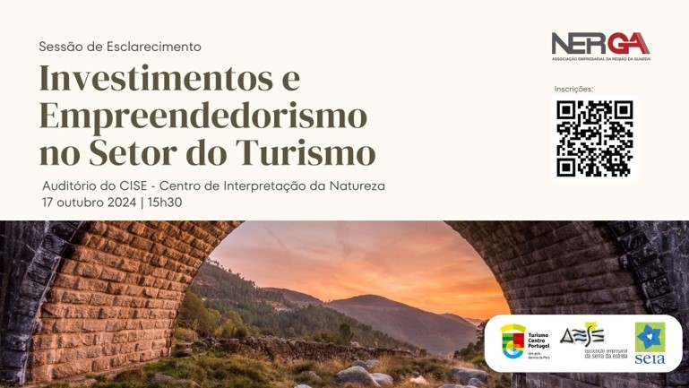 🌟 Sessão de esclarecimento “Investimentos e Empreendedorismo no Setor do Turismo“! No dia 17/10, às 15h30 em Seia. Dedicada a programas e incentivos disponíveis para o turismo na nossa região. Inscrição 👉 abre.ai/ldAB 
#NERGA #Seia #TurismoCentro #Empreendedorismo