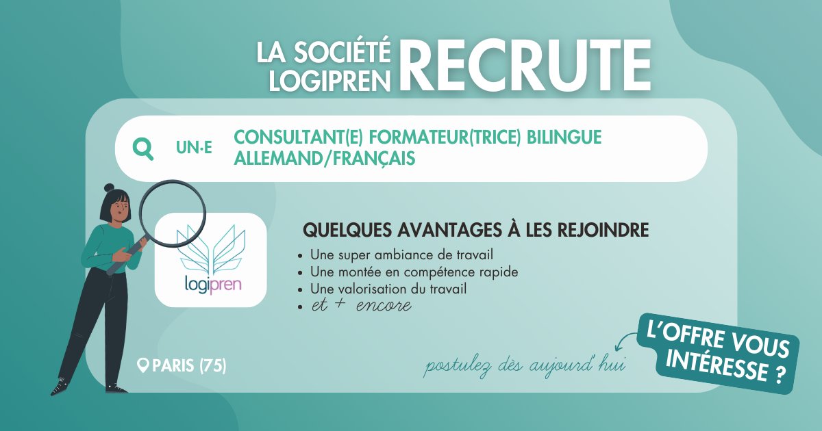 Staffsocial's tweet photo. La société Logipren recherche son consultant(e) formateur(trice) 📣

Logipren est une entreprise innovante réunionnaise qui édite un logiciel d'aide à la prescription hospitalière spécialisé dans les soins aux nouveau-nés et jeunes enfants. 🧒🏼 https://t.co/fbKOJfS0ml
