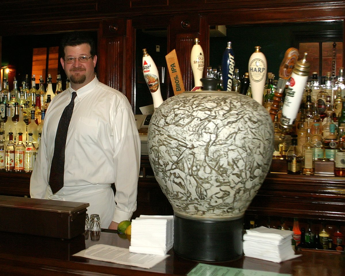 EdBurkeToga's tweet image. Sorry to see longtime @SkidmoreCollege Art Professor Regis Brodie has passed away. Here's a couple of his creations around town that many are not aware of; the fountainhead at Congress Spring and the taphead at 9 Maple Ave, shown here with Wayne.