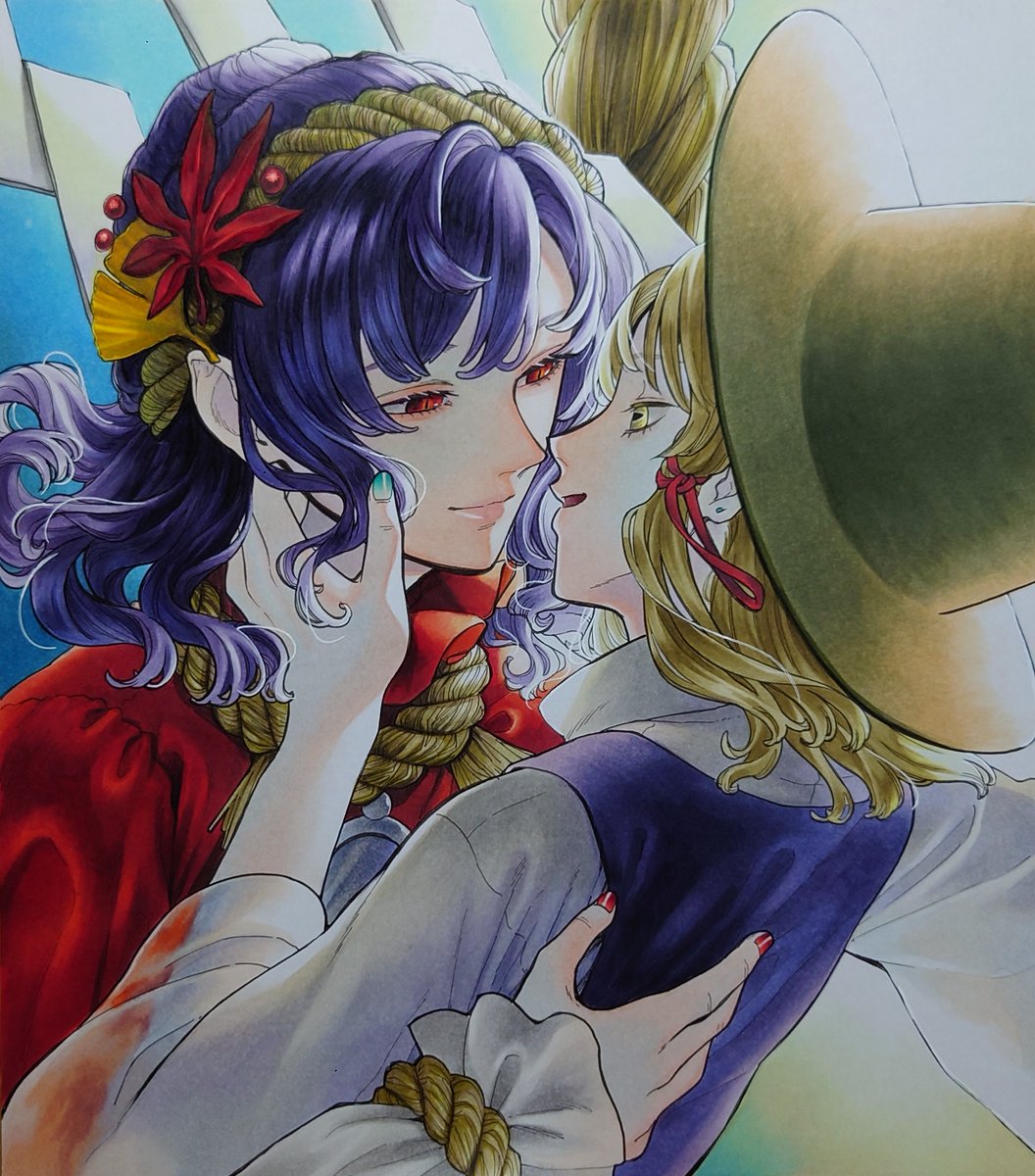 【色紙】すわかな
画材/コピック、ホワイトペン
#例大祭 持っていきます！