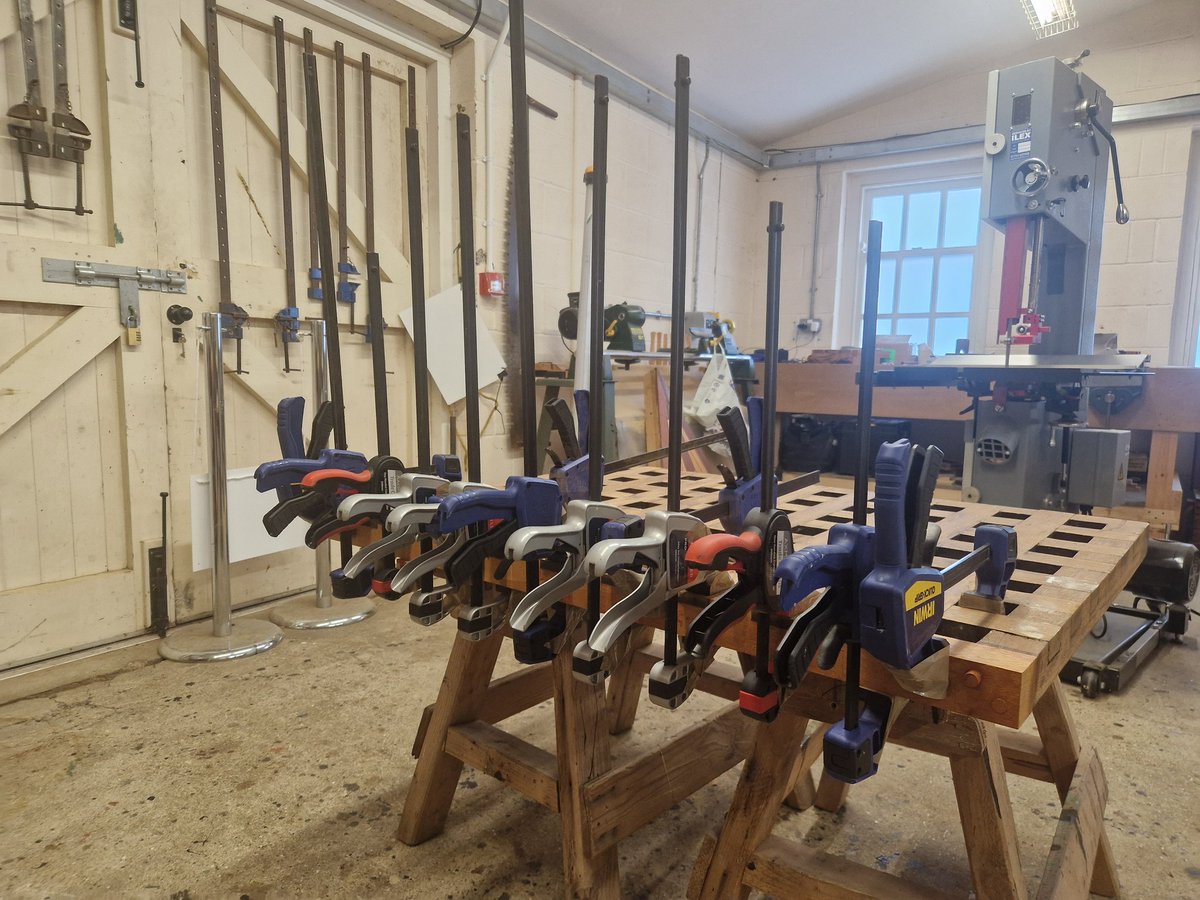 Got the first rope table repair glued up today. Lots of clamps required! Will clean up in the morning and take off the ends of the dowels where I have screwed the repair into the existing structure. #Joinery #Boatbuilding #Shipwright #Skills #Hartlepool