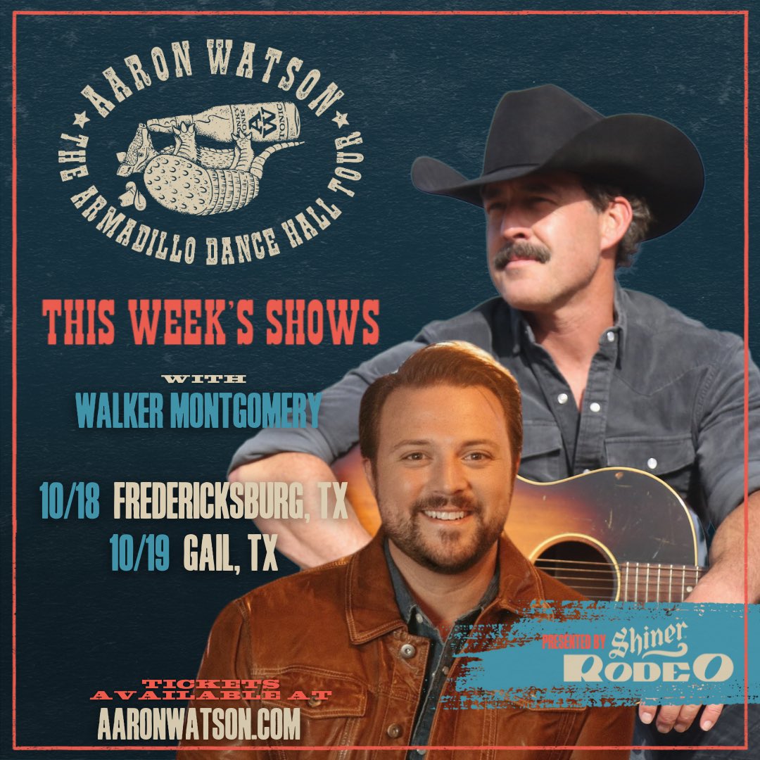 aaron_watson's tweet image. Who’s coming to see us on #TheArmadilloDanceHallTour this weekend with my buddy Walker Montgomery?!

Get your tickets in the link in our bio!

#countrymusic #aaronwatson
