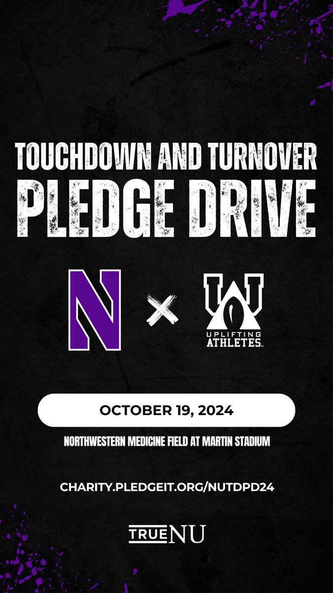 Robert Fitzgerald (@robert_fitz18) on Twitter photo One touchdown and turnover can make a difference! <a href="/NUFBFamily/">Northwestern Football</a> and <a href="/UpliftingAth/">Uplifting Athletes</a> are teaming up for a Pledge Drive on October 19! #WeTackleRare Pledge your support at: charity.pledgeit.org/nutdpd24#WeTacβ¦! <a href="/GoU_TrueNU/">TrueNU</a> One touchdown and turnover can make a difference! <a href="/NUFBFamily/">Northwestern Football</a> and <a href="/UpliftingAth/">Uplifting Athletes</a> are teaming up for a Pledge Drive on October 19! #WeTackleRare Pledge your support at: charity.pledgeit.org/nutdpd24#WeTacβ¦! <a href="/GoU_TrueNU/">TrueNU</a>
