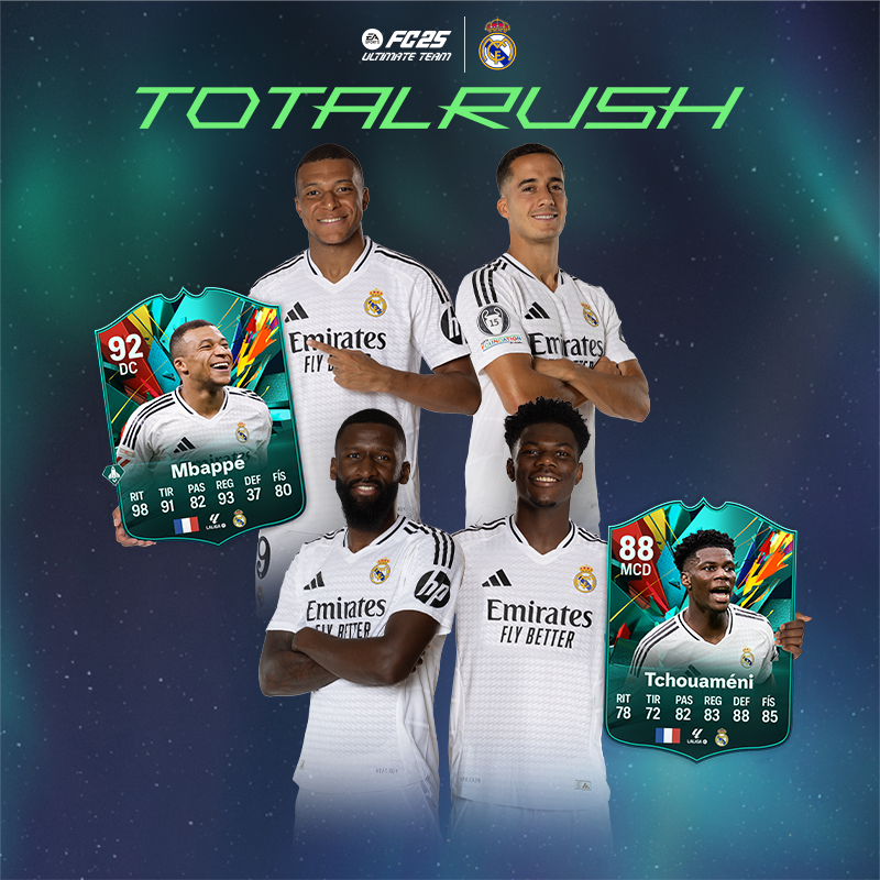 realmadridarab's tweet photo. 🤩 مبابي: 92 نقطة وتشواميني 88 نقطة! 
🎮 فريق 1 من TOTAL RUSH متوفر الآن في #FC25! 
@easportsfc | @easportsfces https://t.co/sI97kdtwVy