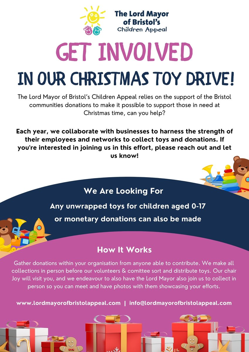 We’re seeking local companies to support us by rallying their staff and networks to gather unwrapped toys for kids aged 0-17, monetary donations also welcomed. Together, we can bring joy to so many children who might otherwise go without this Christmas. 🎄

Can you help?