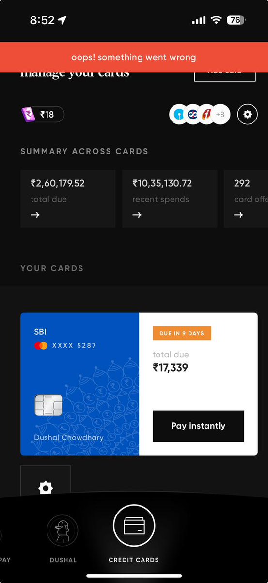 dushal00800's tweet photo. @CRED_club 
Your app is not working properly in ios since last 5 days 

I am unable to pay my bills
Everytime i habe to pay the bill i have to uninstall and install it again then it only work for few minutes 

Kindly solve the problem https://t.co/n35vQ05FF9