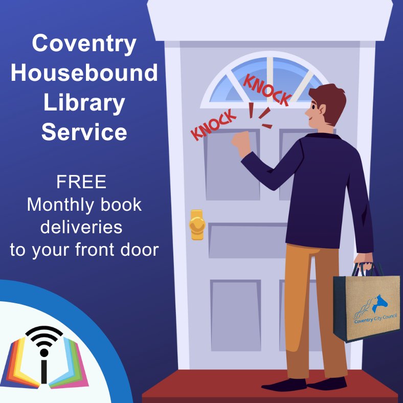 Can't get to the library due to your health or a disability?
The FREE Housebound Library Service provides monthly deliveries of books to your door
coventry.gov.uk/homelibraryser…
02476832314
<a href="/coventrycc/">Coventry City Council</a> <a href="/MacularSociety/">Macular Society</a> <a href="/CovAdvice/">Coventry Independent Advice Service</a> <a href="/CarersTrustHofE/">Carers Trust HofE</a> <a href="/CWPT_NHS/">Coventry and Warwickshire Partnership NHS Trust</a> <a href="/HopeCommunityP2/">Hope Community Projects</a>