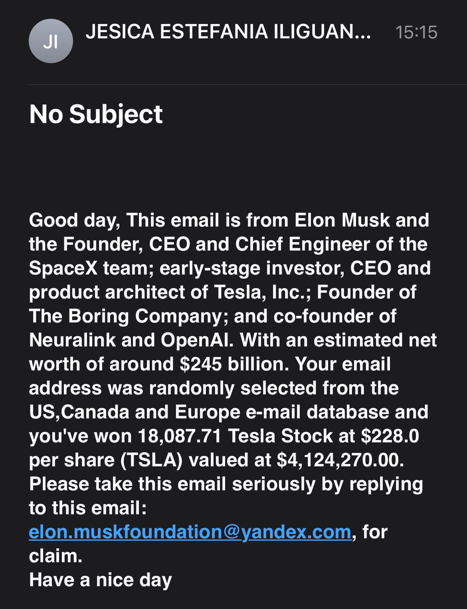 As I was sat there watching the <a href="/SpaceX/">SpaceX</a> starship flight test I get this surprise email from <a href="/elonmusk/">Elon Musk</a> - what are the chances eh? I will definitely be taking this seriously……