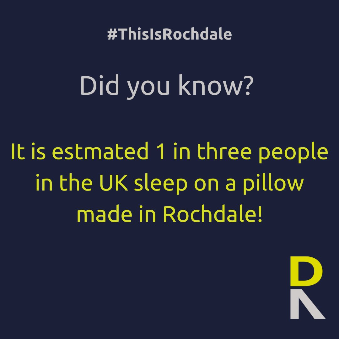 RDA (@investrochdale) on Twitter photo #DidYouKnow it is estimated that 1 in 3 people in the UK sleep on a pillow made in Rochdale!
To find out more about why you should choose #Rochdale for your #business, click here: investinrochdale.co.uk/choose-rochdale
<a href="/CllrMeredith/">Daniel Meredith 🌹</a> #DidYouKnow it is estimated that 1 in 3 people in the UK sleep on a pillow made in Rochdale!
To find out more about why you should choose #Rochdale for your #business, click here: investinrochdale.co.uk/choose-rochdale
<a href="/CllrMeredith/">Daniel Meredith 🌹</a>
