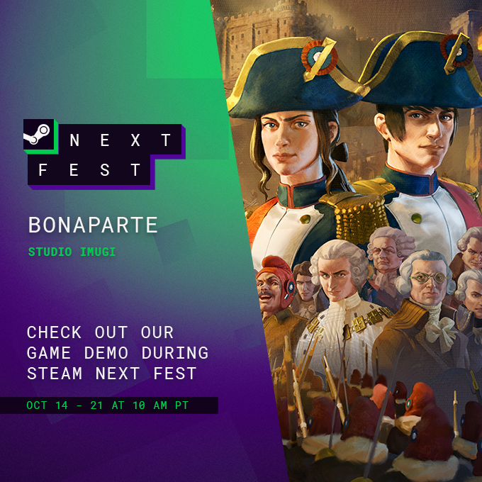 We are super excited to be part of the  #SteamNextFest line-up! 

To celebrate, <a href="/JongwooKim88/">Jongwoo Kim</a> &amp; @BrouardMartin have recorded a commented demo playthrough full of cool historical insights (broadcasted on the steam page)!

Play the demo &amp; wishlist here: 
store.steampowered.com/app/2560340/Bo…
