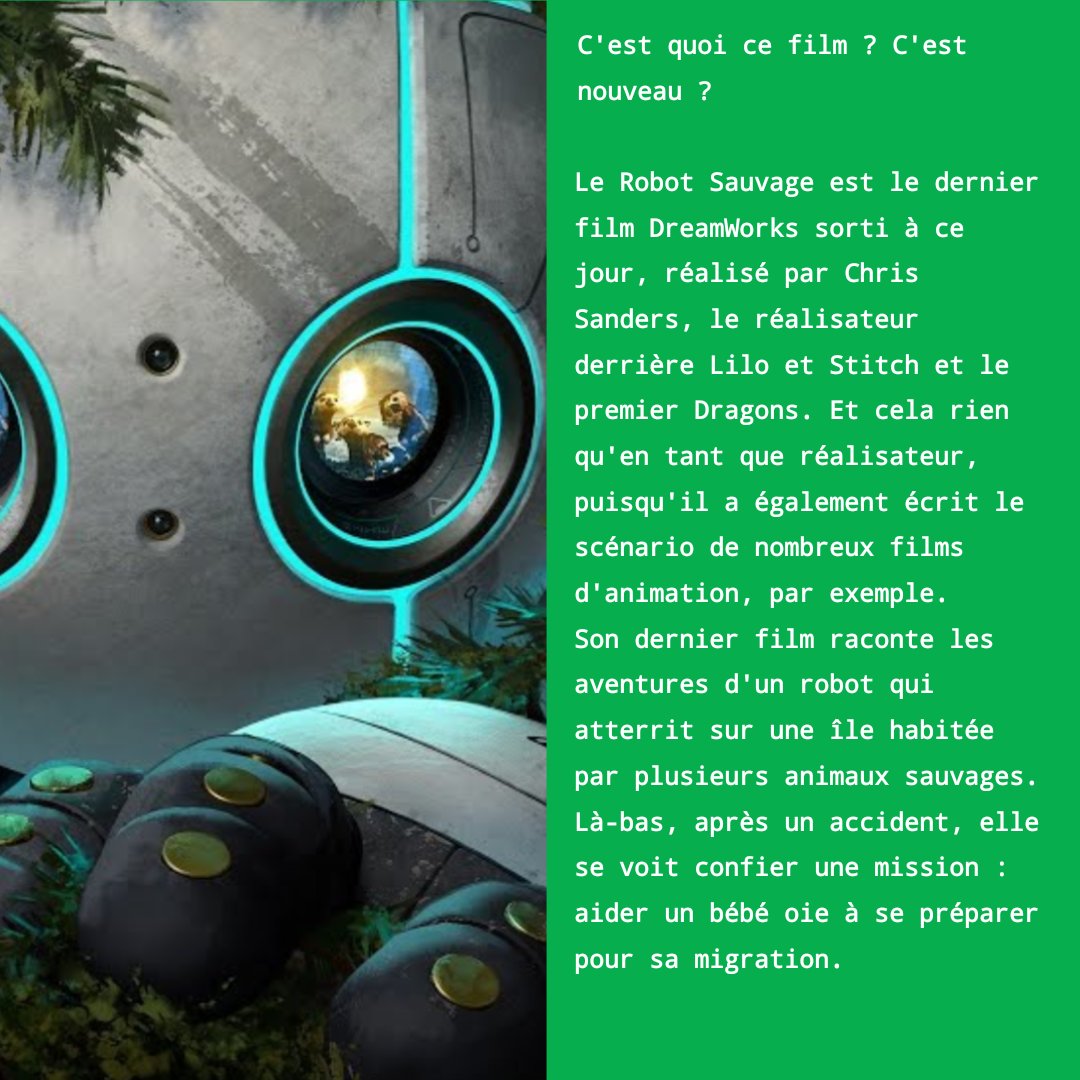 CmmNord's tweet photo. Avez-vous un avis sur le film ? N'hésitez pas à le partager en commentaire.

#cinema #film #critique #analyse #lerobotsauvage #dreamworks #animation #anime https://t.co/bq40sCC2Sl