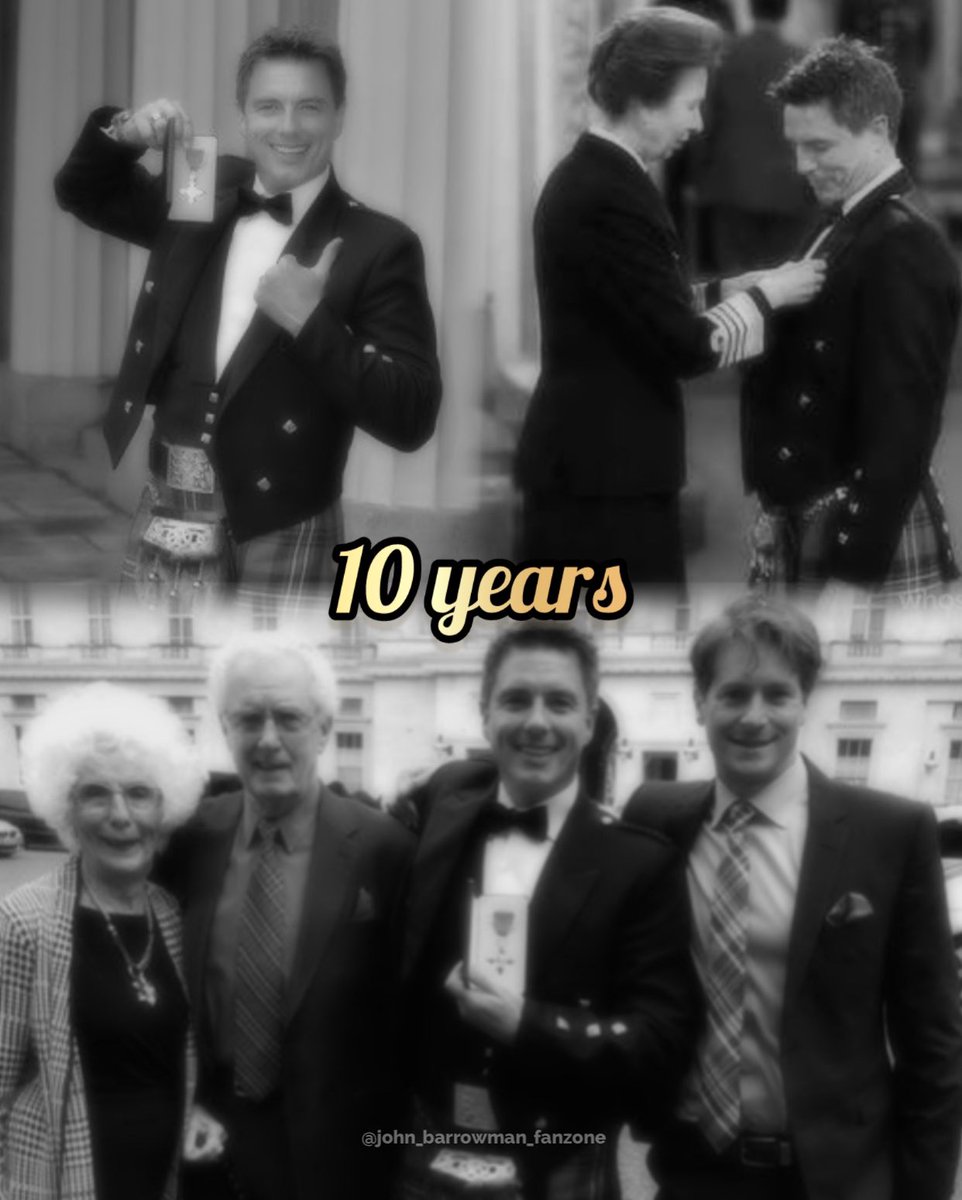 on this day 10 years ago <a href="/JohnBarrowman/">John Barrowman MBE</a> received his MBE award at Buckingham Palace for his contribution to the charity's and for entertainment, what a proud to remember - Jess 🥰

#johnbarrowman #mbe #award #10yearanniversary
#proudmoment