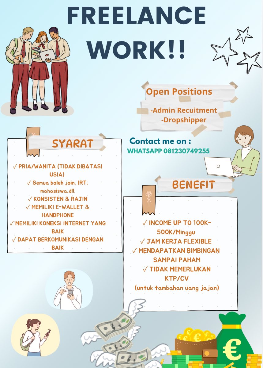 byu_byexo's tweet photo. halloo, ada open recruitment freelance wfh!
💗minimal usia 13 taun
💗wajib punya rekening/e-wallet buat nerima fee nanti ya
let’s go dm buat tanya detail jobdesknyaa
#infoloker #lokerwfh #infoparttime #zonauang #lokersma #infofreelance https://t.co/moWKH4gBjM