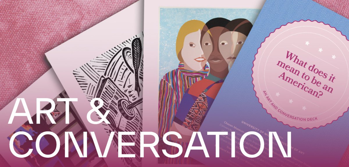 Campus art museums, including from a2ru members <a href="/UMich/">University of Michigan</a> <a href="/penn_state/">Penn State</a> <a href="/UWMadison/">UW–Madison</a> <a href="/UofIllinois/">University of Illinois</a> <a href="/UofMaryland/">Univ. of Maryland</a> <a href="/michiganstateu/">MSU</a> <a href="/UNLincoln/">University of Nebraska-Lincoln</a> &amp; <a href="/UMNews/">University of Minnesota</a> , have created "Art &amp; Conversation: What Does it Mean to Be An American?," an online/downloadable discussion game. 
umma.umich.edu/art-conversati…