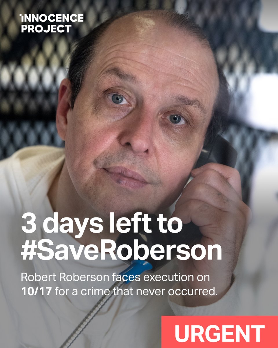 innocence's tweet image. We have less than 3 days to stop Texas from executing #RobertRoberson for a crime that never occurred. Though his office is closed today, you can contact @GovAbbott at 361-264-9653 or saveroberson.org by leaving a voicemail, emailing and/or tweeting at him.
